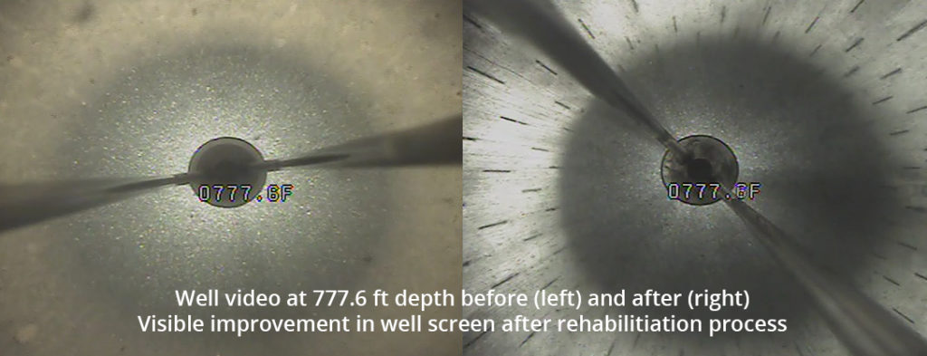 Before and after well rehabilitation images
