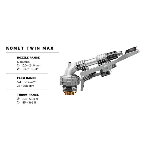 Komet Twin Max Sprinkler - Big Gun Sprinkler Cart