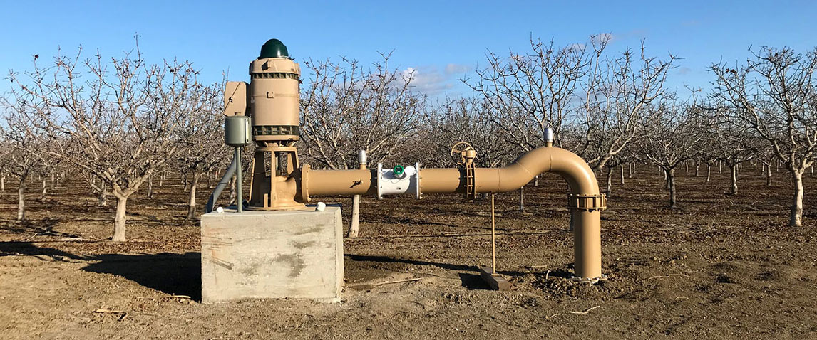 Flow meter on Central California almond orchard