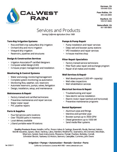 Cal-West Rain products and services