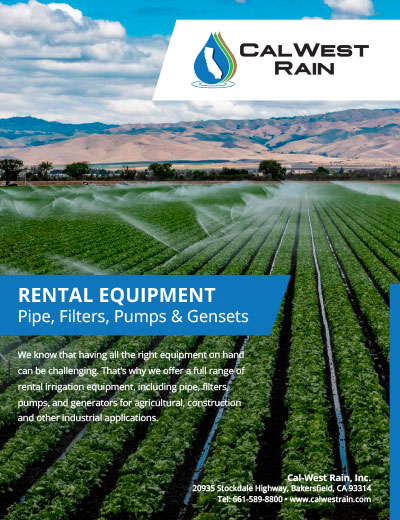 Irrigation Rental Equipment - Pipe, Filters, Pumps and Generators