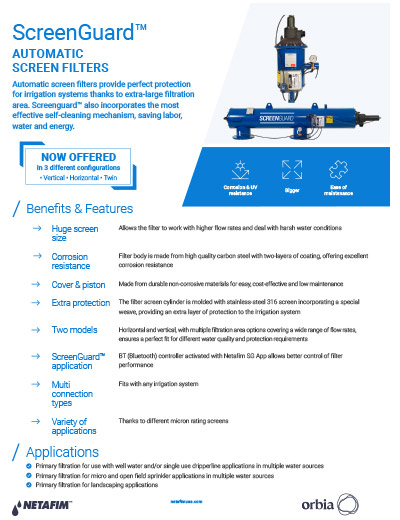 Netafim ScreenGuard Screen Filter brochure