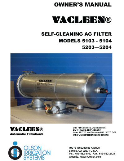 Vacleen automatic screen filters